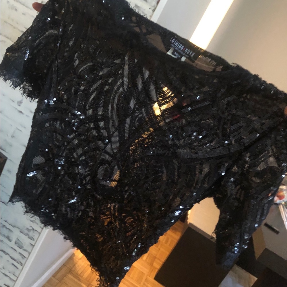 Black sequins two piece dress